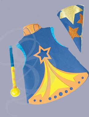 Wizard Costume with Hat, Magic Wand, and Cape