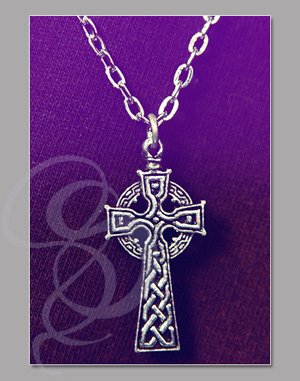 Pewter Celtic Cross Pendant with Silver Chain