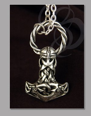 Mjolnir's Might Pewter Pendant and Silver chain