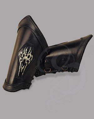 Shadowborne Leather Bracers with Stylized Skulls