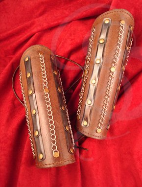 Overlord Leather Bracers with Metal Chains