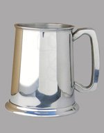 Pewter Classic Tankard with Glass Bottom 1 Pint
