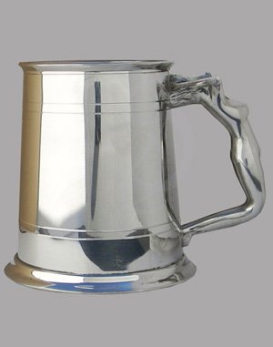 Double Lined Pewter Tankard wih Nymph Handle